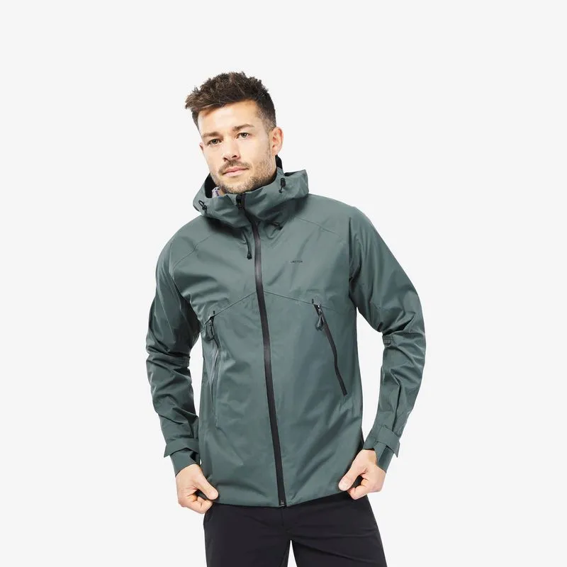 Jaqueta Masculina de Trilha Impermeável MH500 Quechua Caqui Casaco leve Masculino impermeável de caminhada, GG