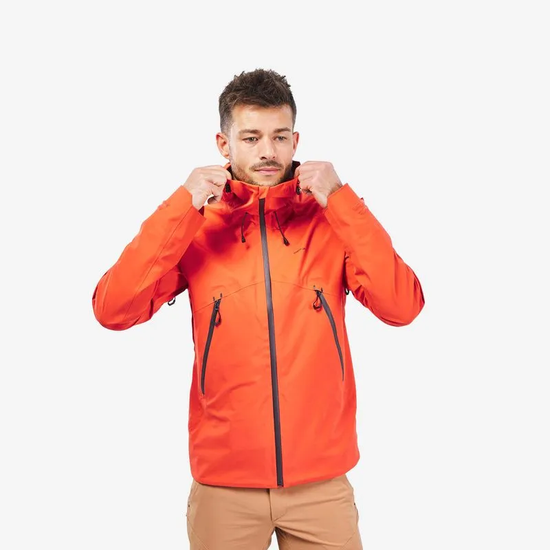 Jaqueta Masculina de Trilha 500 Impermeável Quechua Laranja Casaco leve impermeável de caminhada Vermelho - MH500 - Homem, M