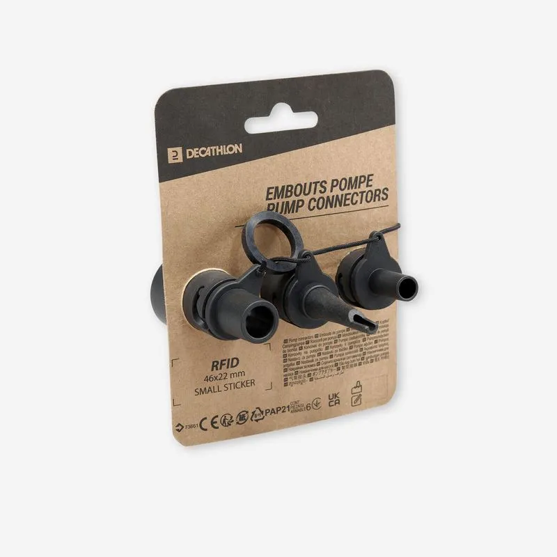 Kit 3 Bicos Conectores para Bomba de Ar Camping Quechua Preto - ÚNICO