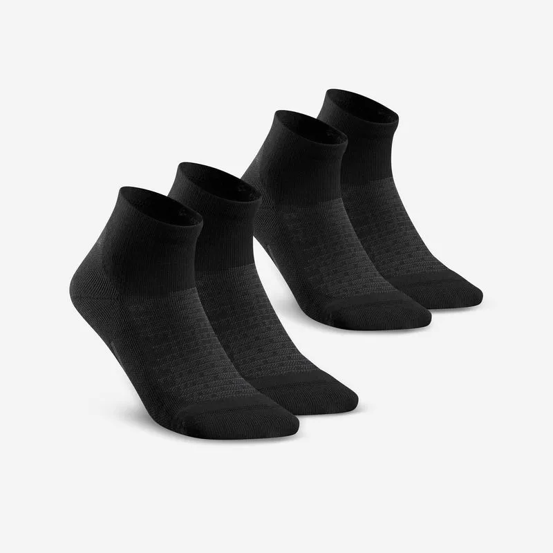 Kit 2 Pares de Meias Adultas de Trilha Hike 100 Cano Médio Quechua Preto Meias de Trilha Hike 100 (2 pares), BR 37