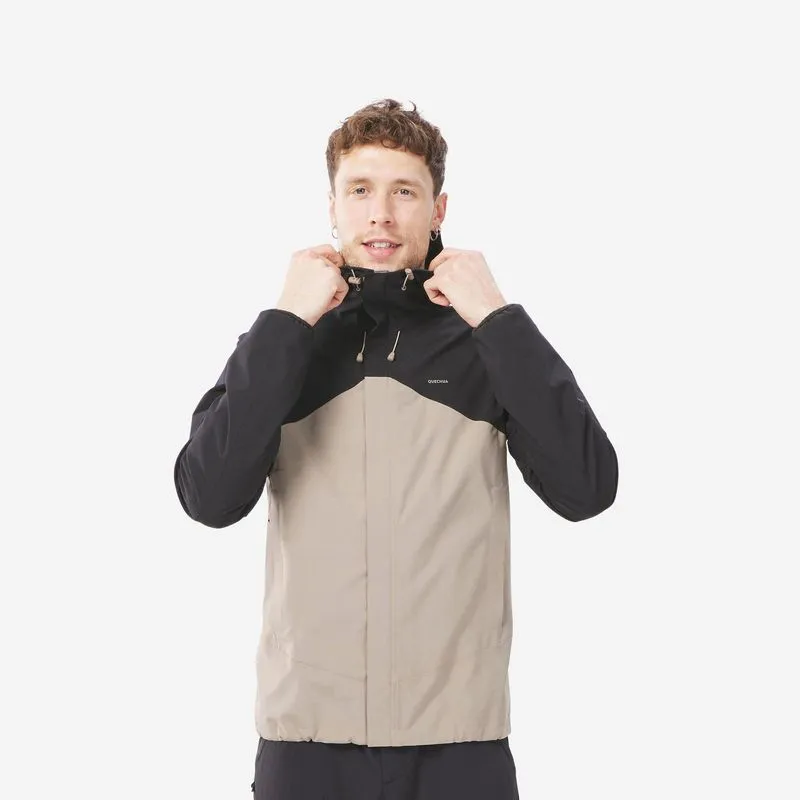 Jaqueta Masculina de Trilha 100 Impermeável Quechua Bege Casaco impermeável de trilha - MH150, M