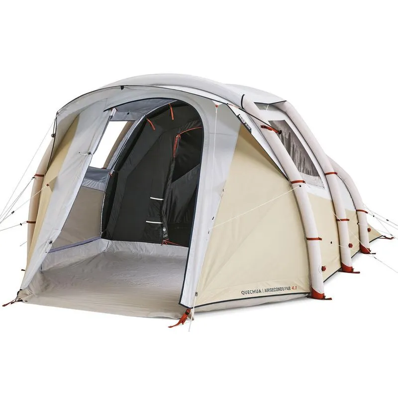 Barraca de Camping Inflável Air Seconds 4.1 Fresh & Black Quechua Bege (4 Pessoas 1 Quarto), TAMANHO ÚNICO