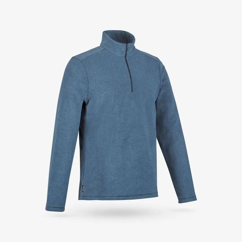 Blusa Fleece Masculina de Trilha MH100 Quechua Azul Blusa Fleece Térmica Básica Masculina de Trilha, 3XL.