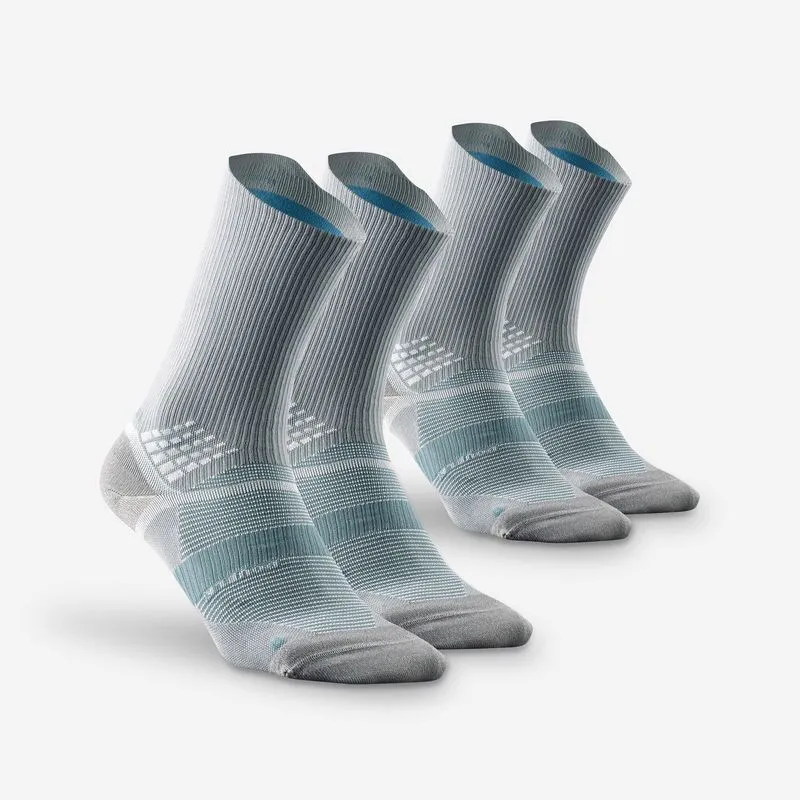 Kit 2 Pares de Meias Adultas de Trilha Hike 520 Cano Alto Quechua Cinzas Meia de trilha MH520 Double High, BR 37