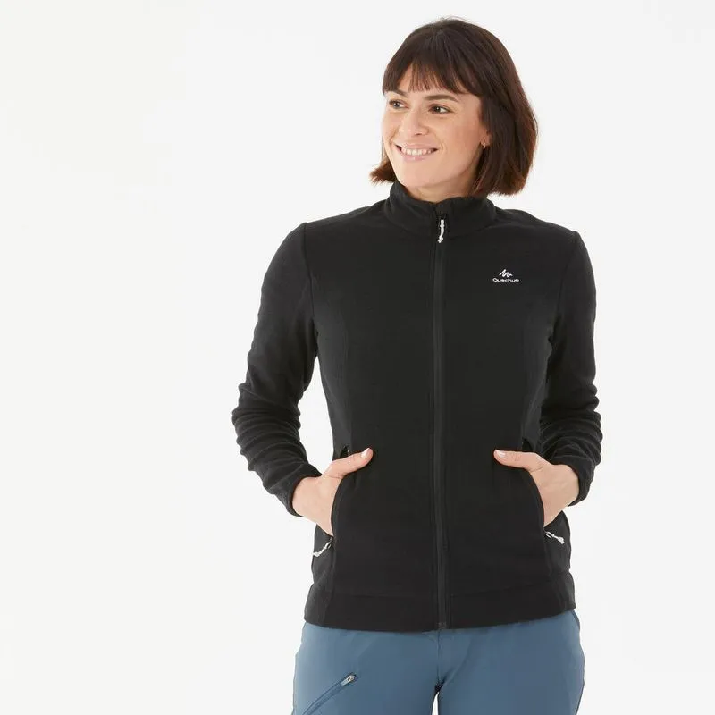Blusa Fleece Feminina de Trilha Térmica MH100 Quechua Preta, GG