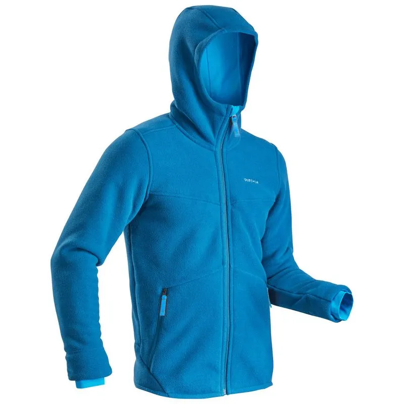 Blusa Fleece Masculina de Trilha na neve SH100 ultra-warm, azul-claro, P