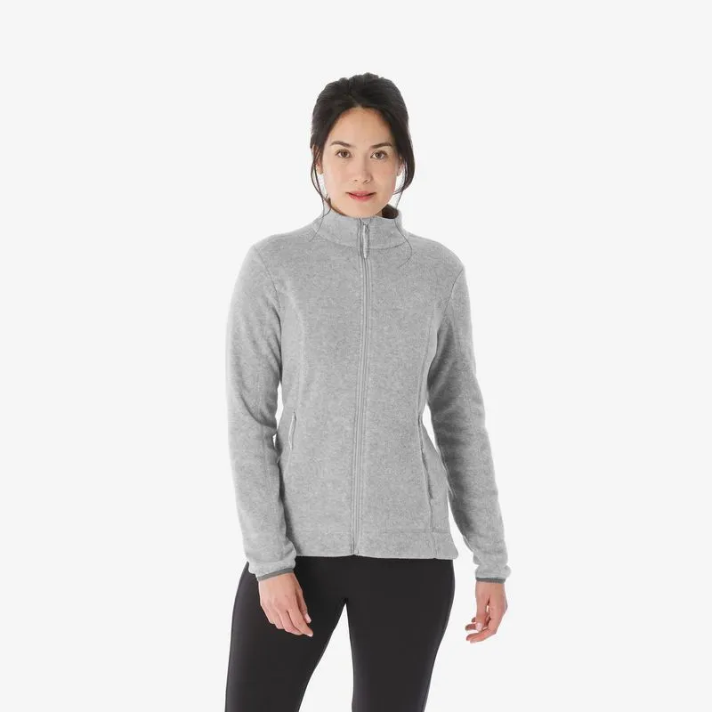 Blusa Fleece Feminina de Trilha Térmica MH100 Quechua Cinza, PP