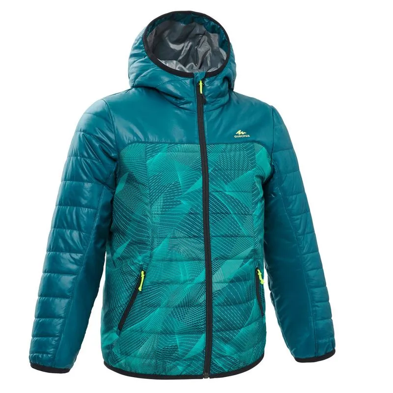 Jaqueta infantil de trilha Hike500 Verde PADD JKT MH500 TW GREEN, 123-130CM 7-8Y