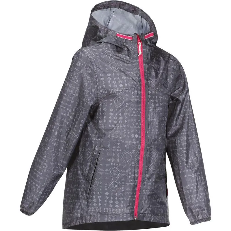 Jaqueta Impermeável de Trilha Hike 100 Warm Junior. Cinza MH150 FULL ZIP TW GIRL J, 131-140CM 8-9Y