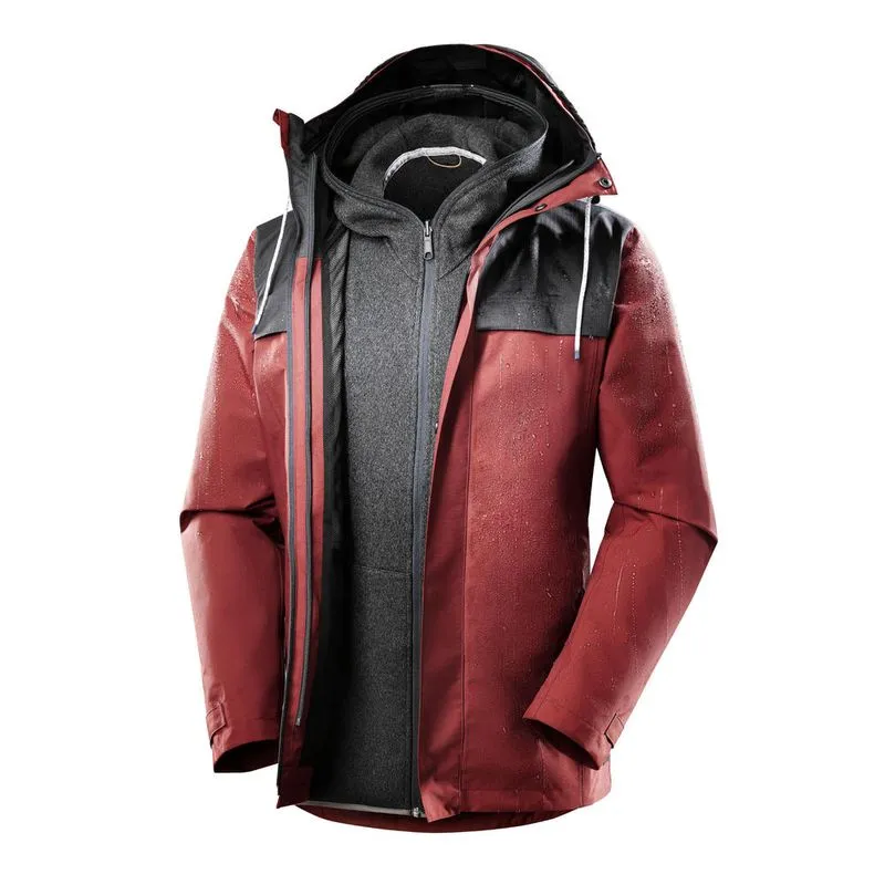 JAQUETA MASCULINA DE TREKKING 3X1 IMPERMEÁVEL TRAVEL100 Vermelho-terra TRAVEL 100 3IN1 M JACKET RIPSTOP MAH, S