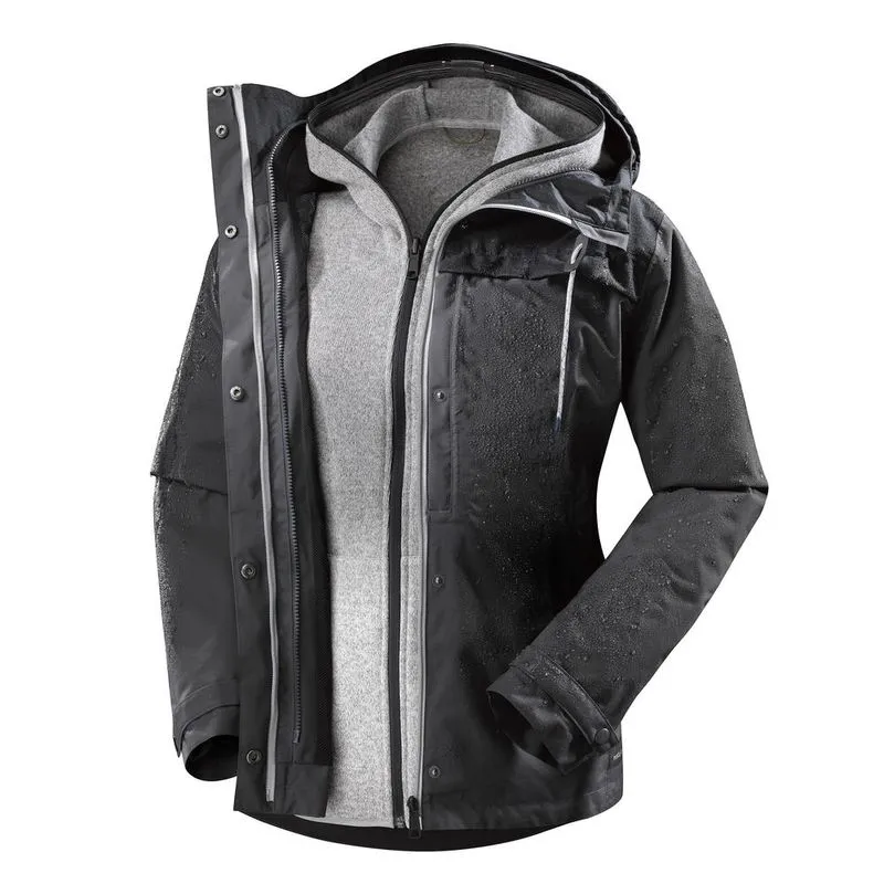 Jaqueta Feminina 3 em 1 de trekking viagem Travel 100, cinza-carbono, 3G