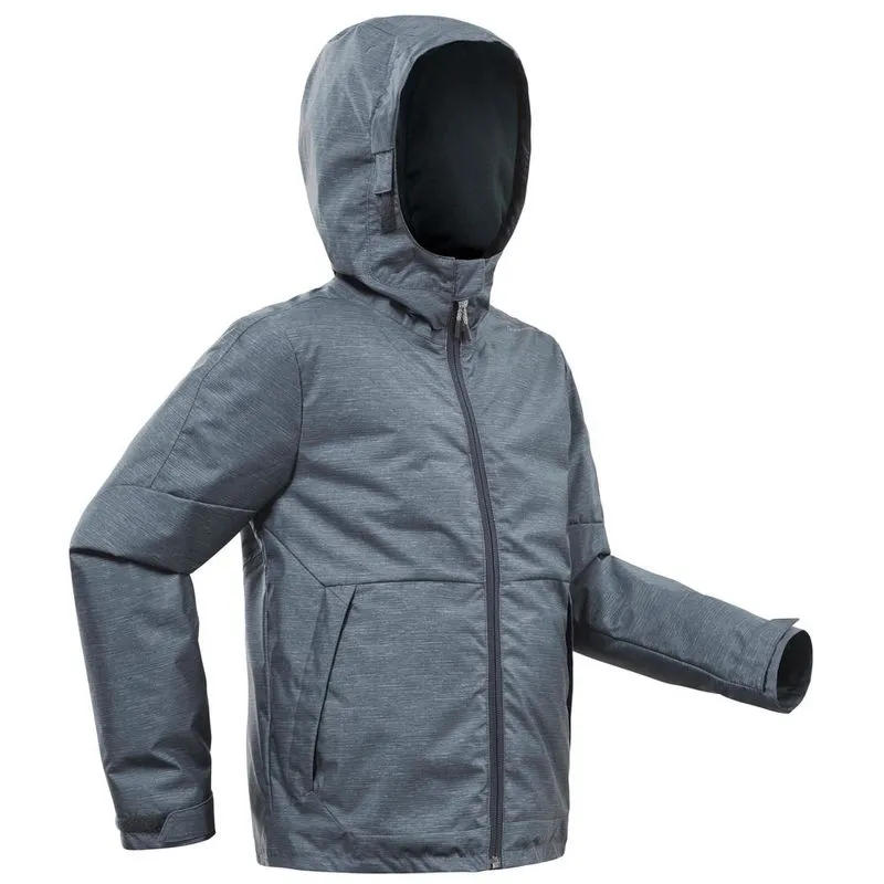 Jaqueta Infantil Impermeável de trilha Hike 100 Cinza-azul JACKET SH100 WARM GREY CHINE B, 8 YEARS