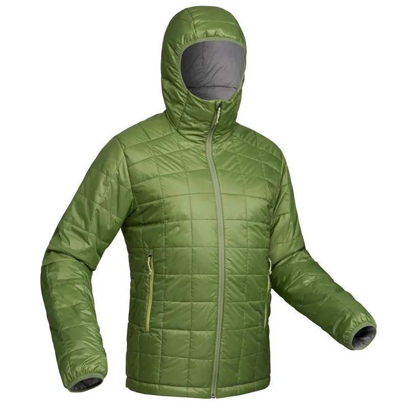 Jaqueta masculina de trekking Trek100 Verde-azeitona TREK 100 HOODY M INSULATED JACKET DOG, M