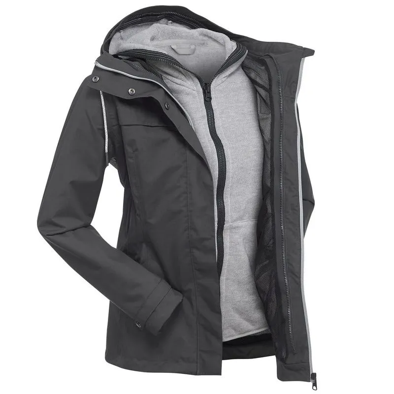 Jaqueta feminina de trekking 3X1 impermeável Travel 100 TRAVEL 100 3IN1 W JACKET CBG DARK GRE, M