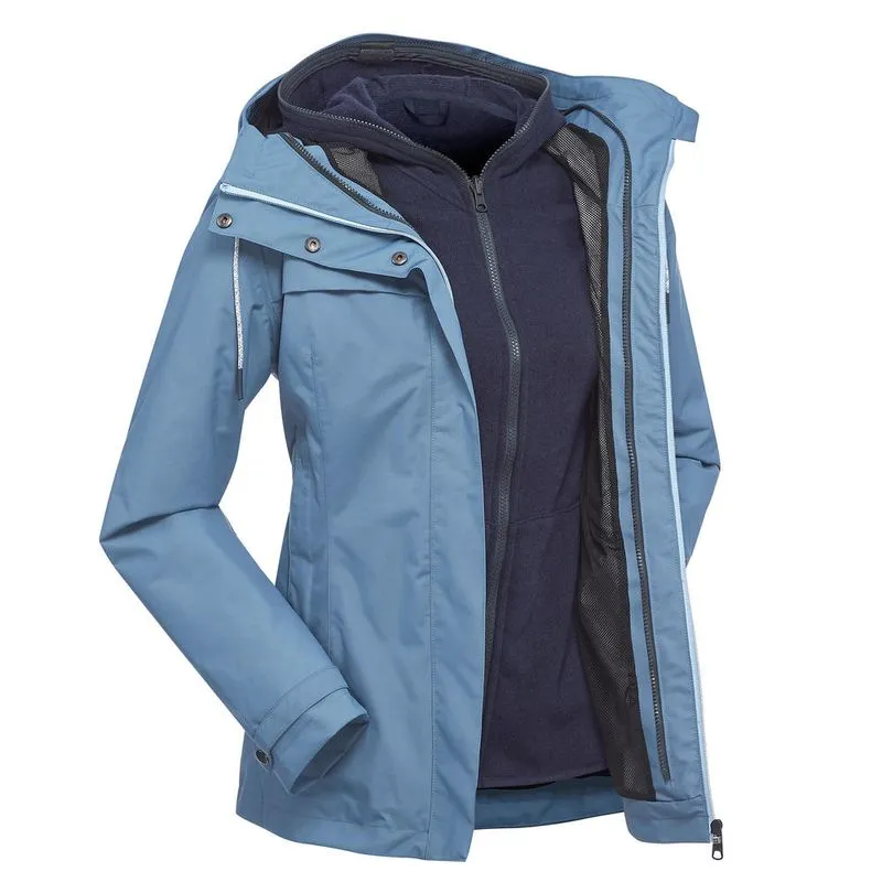 Jaqueta feminina de trekking 3X1 impermeável Travel 100 Azul TRAVEL 100 3IN1 W JACKET BLG BLUE, M