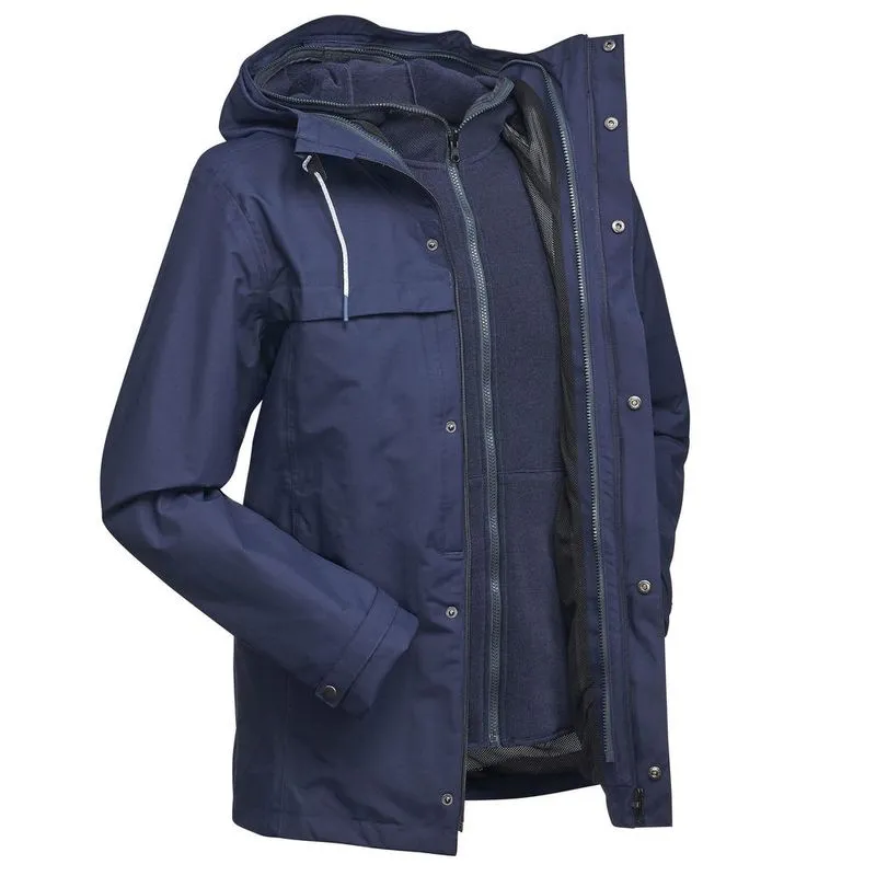 JAQUETA MASCULINA DE TREKKING 3X1 IMPERMEÁVEL TRAVEL100 Azulmarinho TRAVEL 100 3IN1 M JACKET ASP NAVY, S