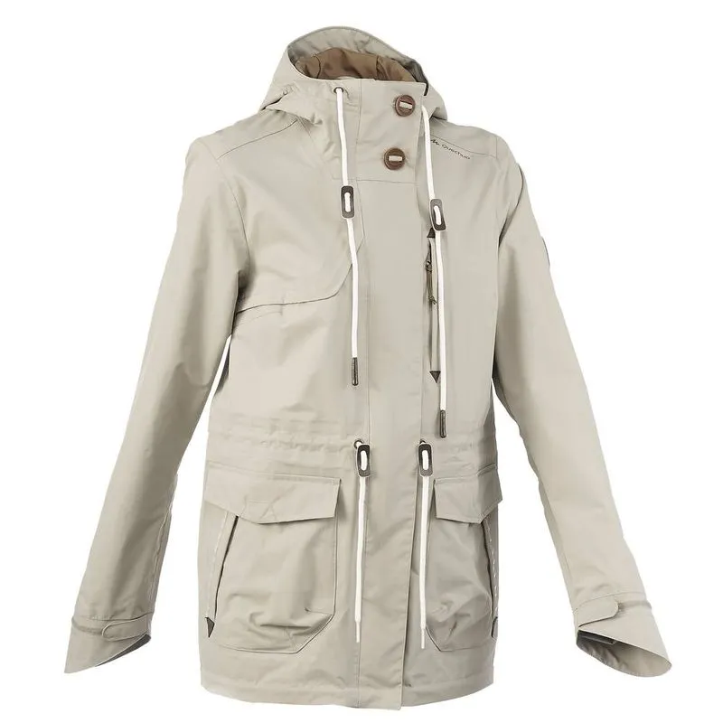 Jaqueta impermeável feminino de caminhada NH500 JACKET NH500 WOMAN BEIGE, 2XS