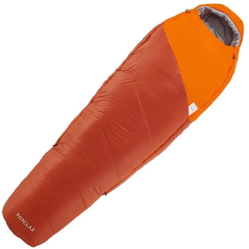 Saco de dormir de trekking Trek500 0° Forclaz Laranja-vivo SLEEPING BAG TREK 500 0° ORANGE, M