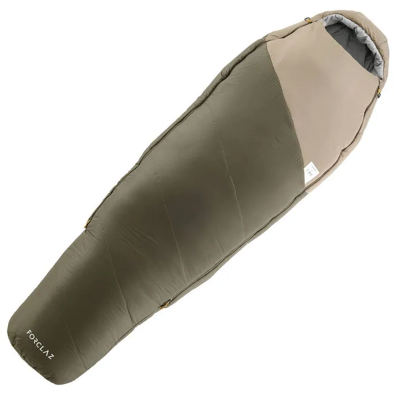 Saco de dormir de trekking Trek500 0° Forclaz Verde-oliva-escuro SLEEPING BAG TREK 500 0° KHAKI, L