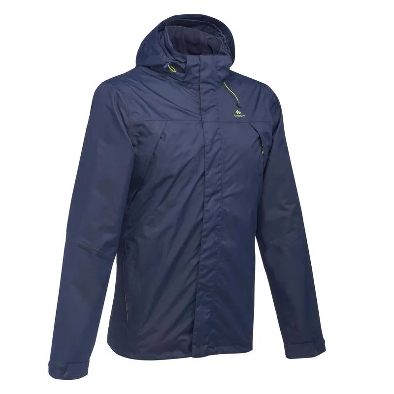 Jaqueta Masculina de Trilha Impermeável MH100 Quechua Azul JACKET MH100 WTP BLUE, XS