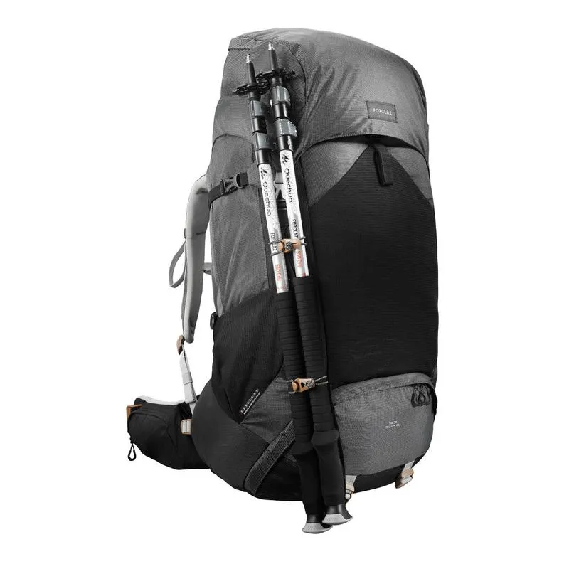 Mochila feminina de trekking Trek700 70 litros + 10 litros BACKPACK TREK 700 70+10 W BLACK, 70L