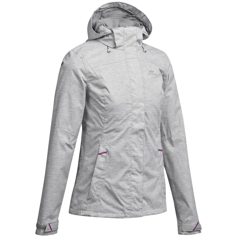 Jaqueta Feminina de Trilha MH100 Impermeável Quechua Cinza - P