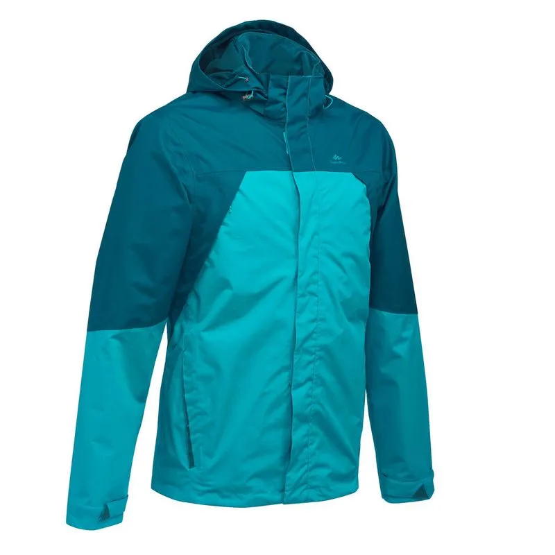 Jaqueta Masculina de Trilha Impermeável MH100 Quechua Teal-green JACKET MH100 WTP TURQUOISE, S