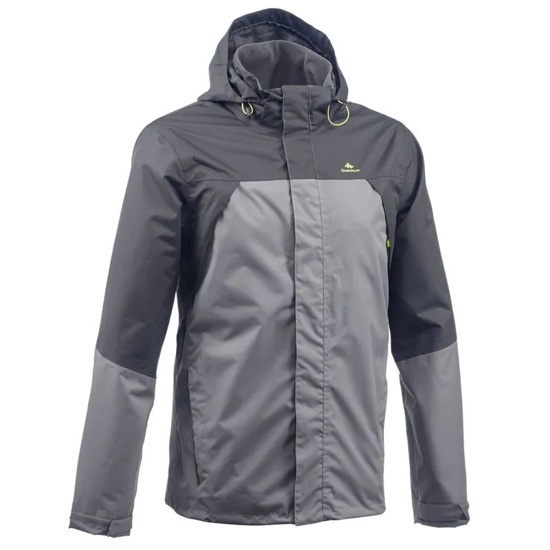 Jaqueta Masculina de Trilha Impermeável MH100 Quechua Cinza JACKET MH100 WTP GREY, M