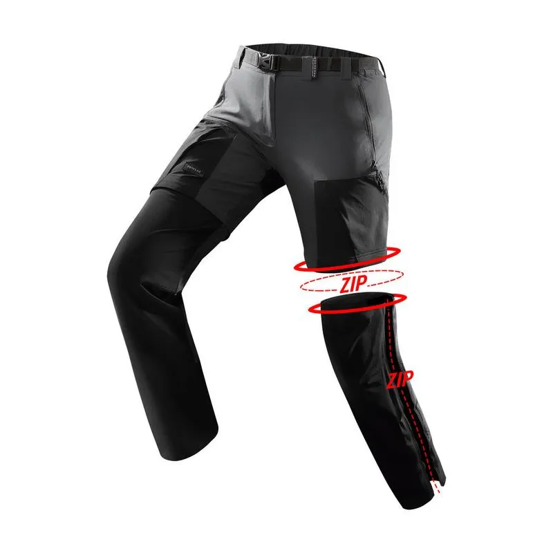 Calça de trekking modular Trek500 feminina Forclaz Cinza-carbono Calça feminina modular de trekking modular Trek 700, cinza-carbono, 40