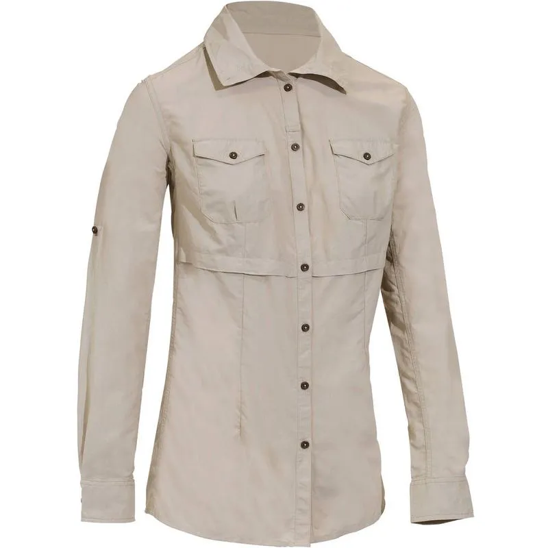 CAMISA FEMININA DE TREKKING ARPENAZ500 SHIRT ARPENAZ 500 LS BEIGE, XS