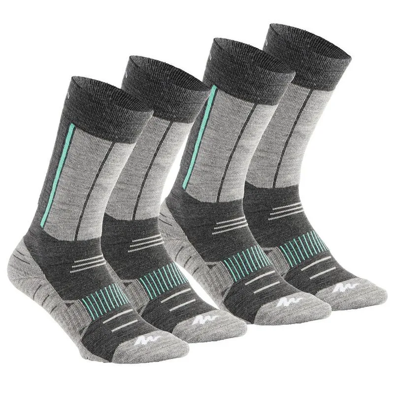 Meias de Trilha Inverno Forclaz(2 Pares). Cinzaescuro FORCLAZ 500 WARM EG, EU 35-38 UK 2.5-5