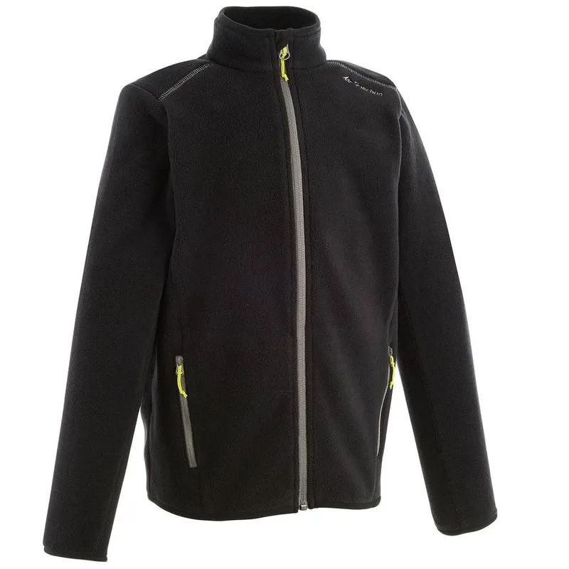 BLUSA FLEECE TÉRMICA COM ZÍPER INFANTIL Preta POL HIKE 200 TWN BOY BLACK, AGE 14"
