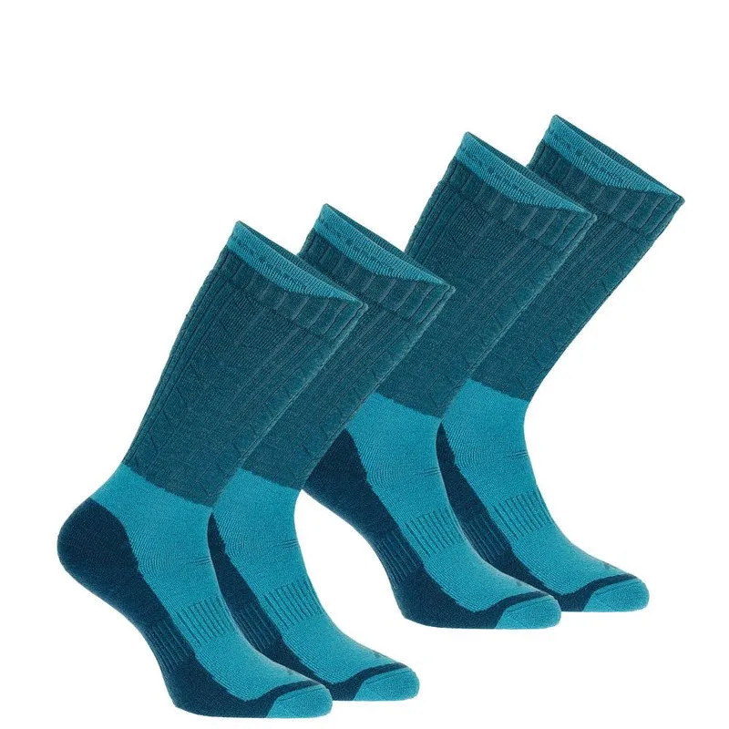 Meias de Trilha para aquecimento SH500 Warm | 2 PARES Azulescuro SOCKS SH500 ULTRA-, EU 35-38 UK 2.5-5