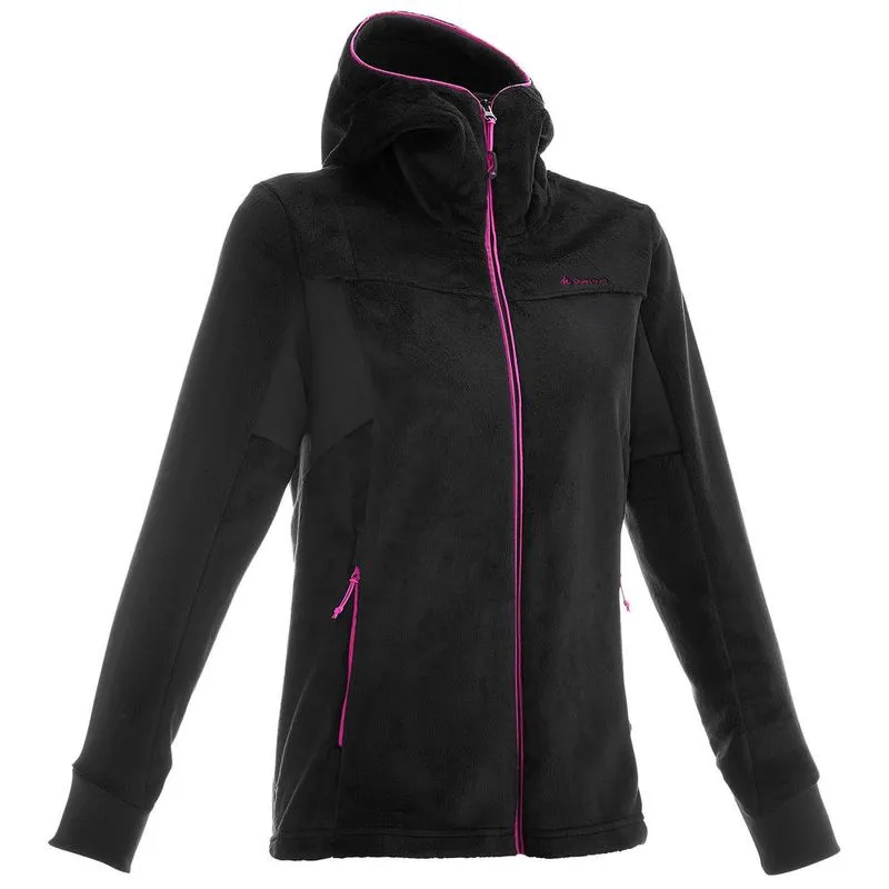 Blusa de trilha feminina de fleece Forclaz 500 Quechua MH500 FLEECE W BLACK, XXL