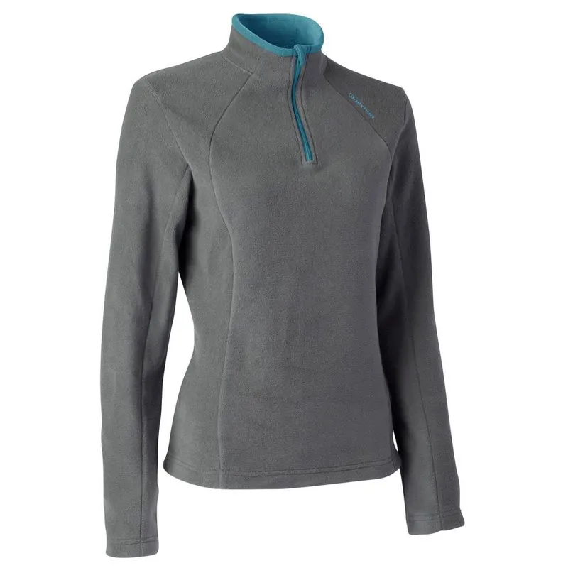 Blusa Feminina de Trilha Fleece MH500 Quechua Cinza Blusa fleece feminina de trilha MH500, cinza-escuro, PP
