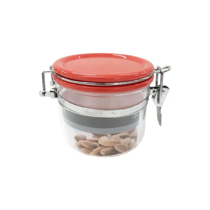 Pote hermético Home em vidro com tampa vermelha 420ml
