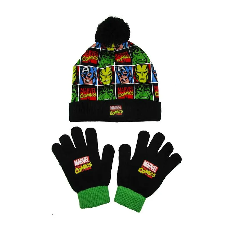 Kit Gorro e Luva Infantil Masculino Avengers Preto Marvel