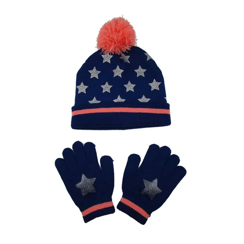 Kit Gorro e Luva Infantil Feminino Estrela Azul Carrefour