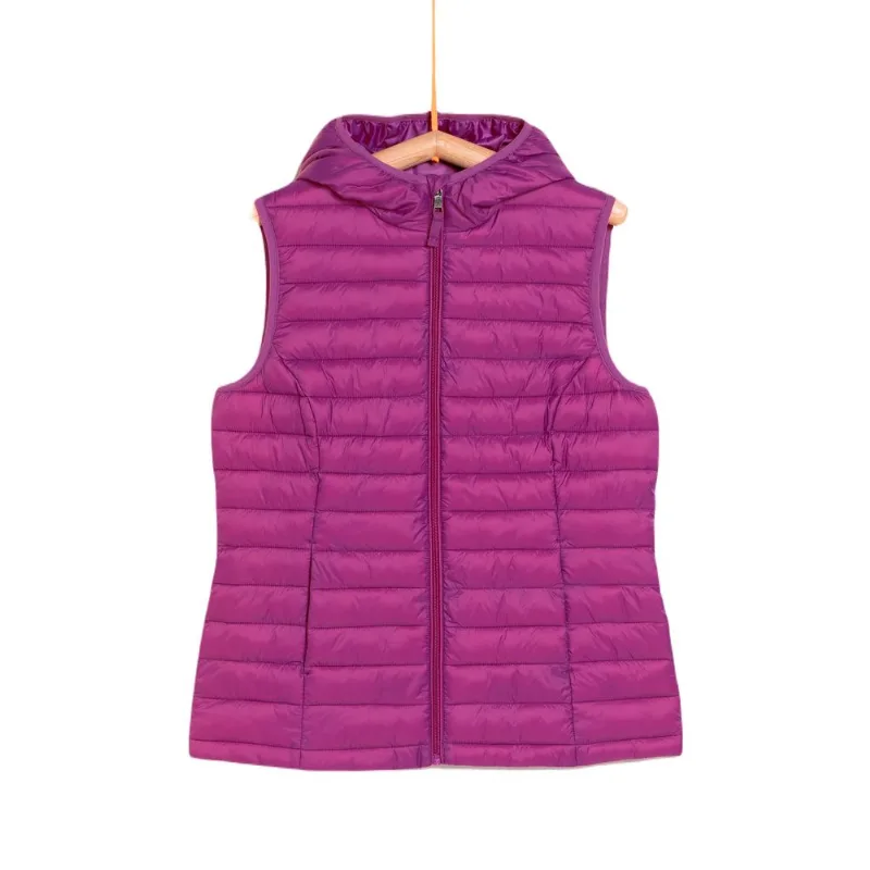 Chaleco Tex matelasse capucha talle 44 violeta