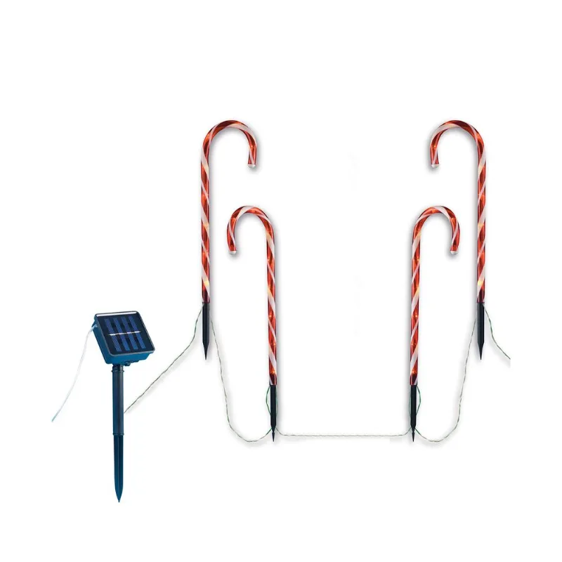 6 luces solares baston 40 cm - navidad