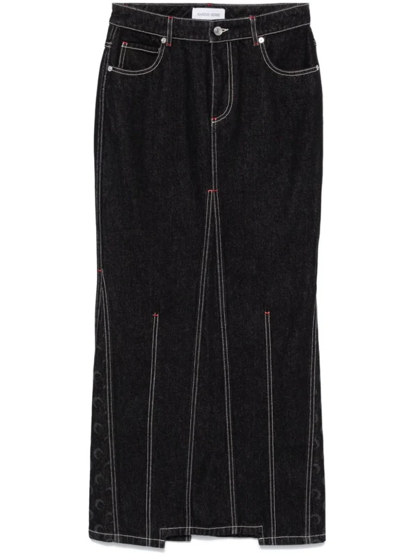 Marine Serre Moon Denim Long Skirt 40