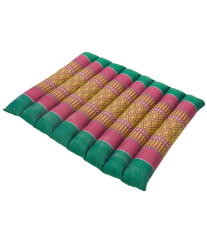 Zafuko Small Rollable Flat Meditation Cushion Green/Magenta