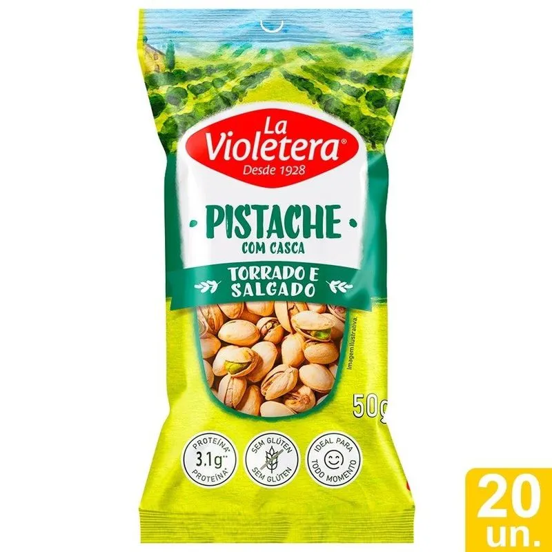 Pistache Com Casca La Violetera Torrado E Salgado 50g - Embalagem Com 20 Unidades