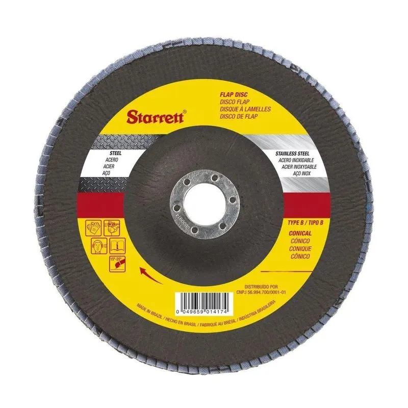 Disco Flap Reto Grão 80 4.1/2 X 7/8 Alta Performance Grão G80 Starrett