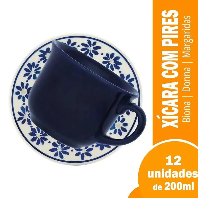 Xicara Cha Biona Com Pires 200ml Donna Margaridas 12x1