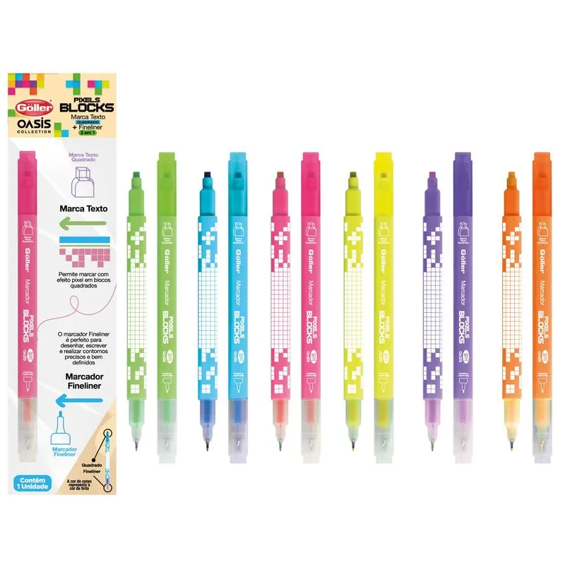 CANETA MARCA TEXTO PIXEL BLOCKS NEON 2 EM 1 G-1580 DAIWA