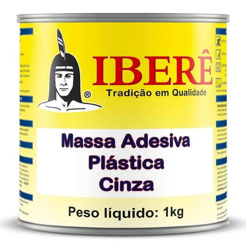 Massa Adesiva Plástica Ibere Cinza 1kg Maxi Rubber - Embalagem C/ 12 Unidades