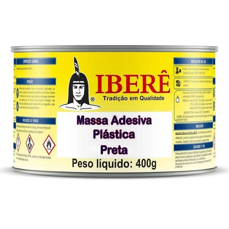 Massa Adesiva Plástica Ibere Preta 400g Maxi Rubber - Embalagem C/ 12 Unidades