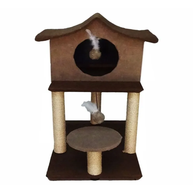 Arranhador Gatos Grande Cuco Pet Conforto Diversão Marrom