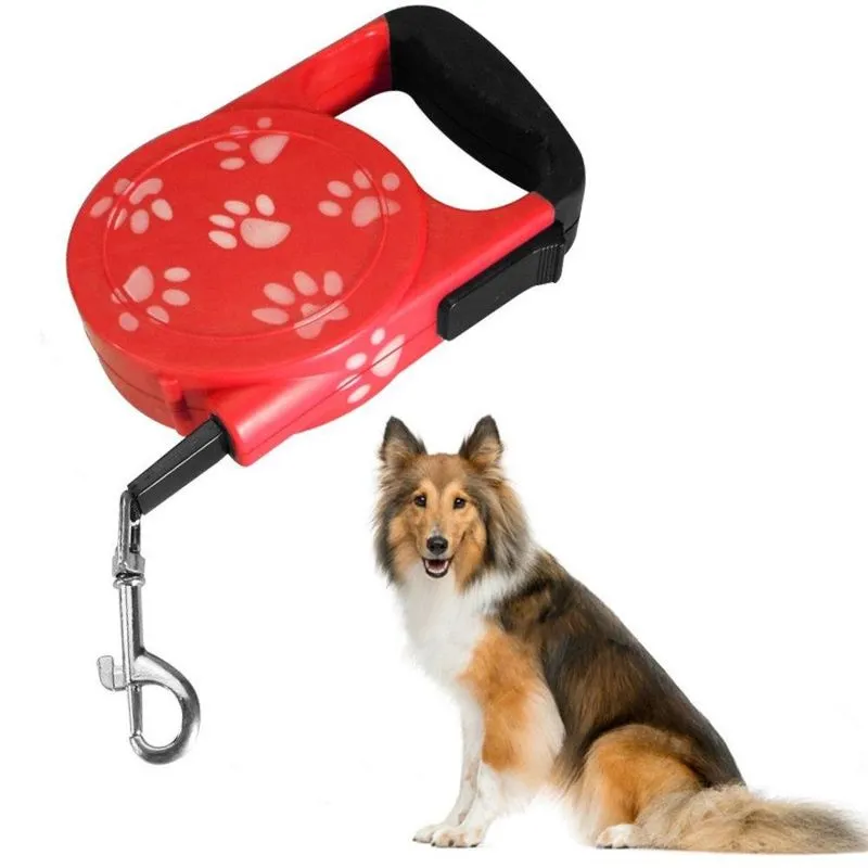 Guia Retratil Automatica 5m Vermelho Cães 20kg Com Trava